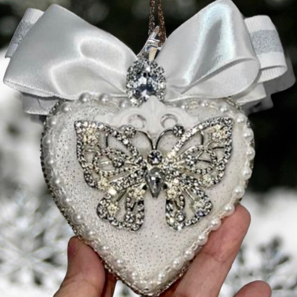 Valentine's Day Heart Butterfly Ornament| Rhinestone Holiday Gift, Mothers Day - Picture 16 of 16